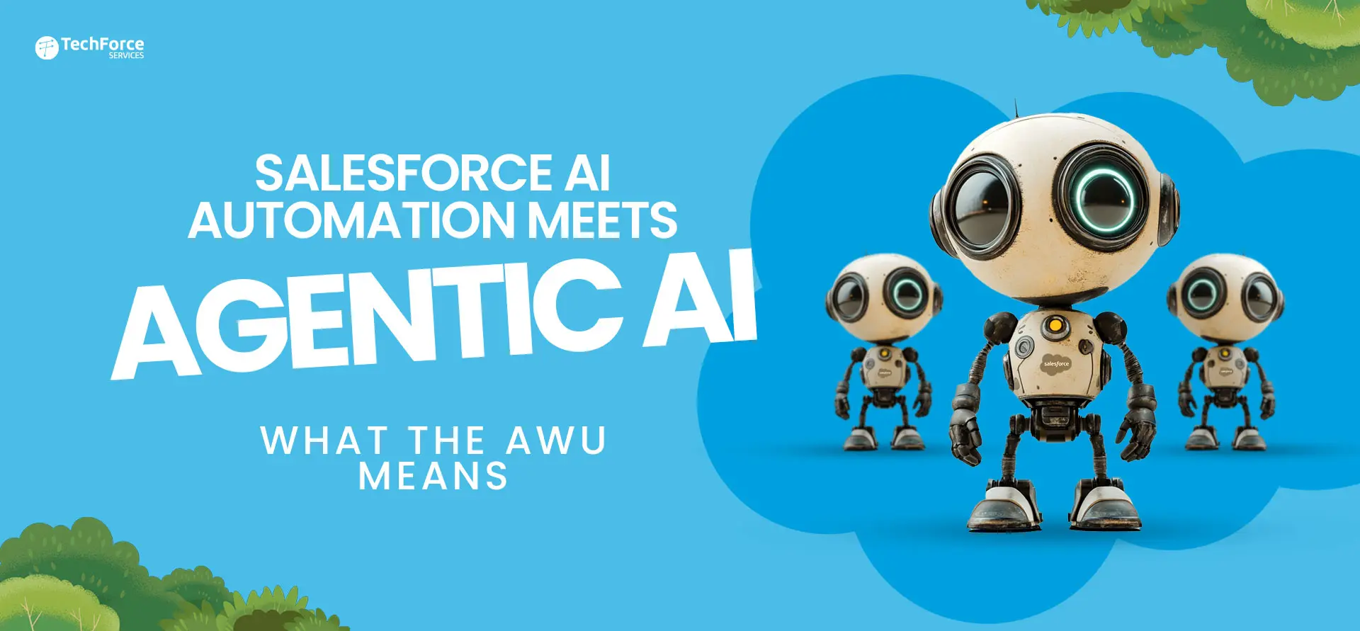 Salesforce AI automation graphic transforming raw tokens into actionable business outcomes.